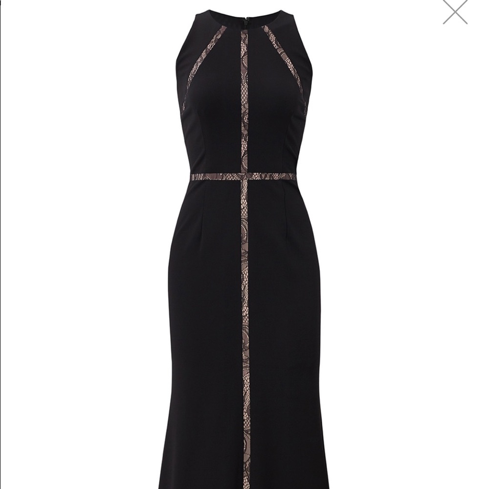 Adrianna Papell Black Insert Lace Dress Long - Picture 3 of 6